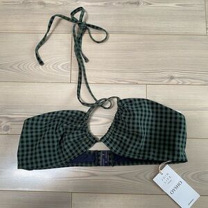Oysho Gingham Printed Bandeau Halter Bikini Top M
